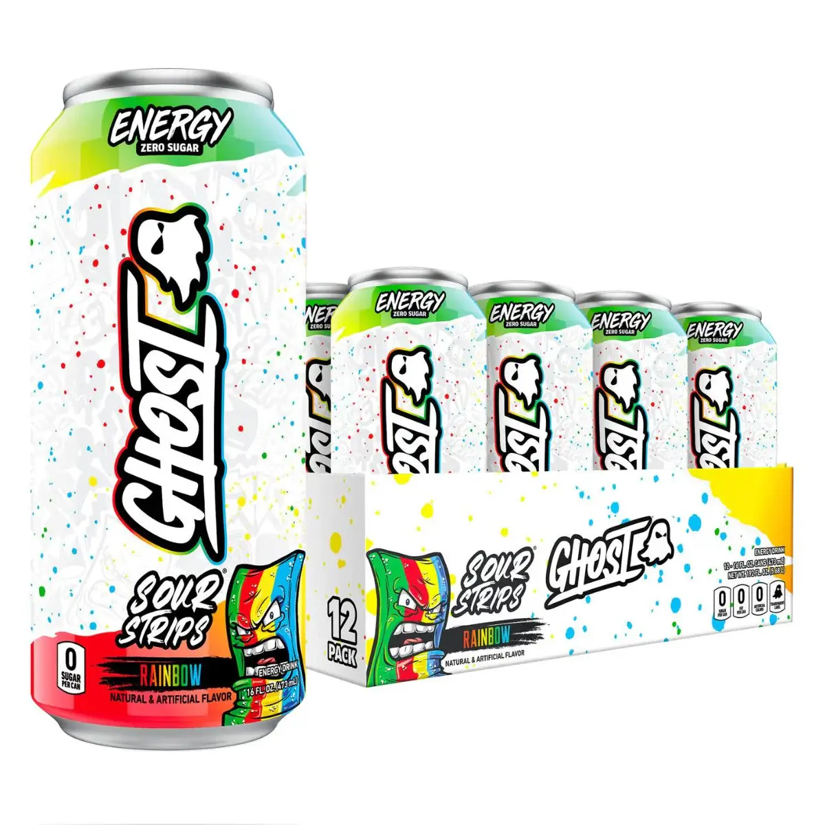 Ghost Energy Drink 12-Pack 16oz Cans - 200mg of Natural Caffeine, L-Carnitine & Taurine - Gluten & Sugar Free, Vegan, & No Artificial Colors