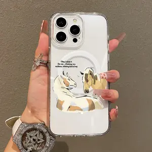 Soft Girl Magnetic Case for iPhone11/12/13/14/15/16/17/promax, Charming Stubborn Horse Duo Lightweight, Drop-Proof, MagSafe Compatible | Perfect for Teen Girls