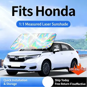 Honda Crv Civic Accord Hrv Pilot Passport Fit Car Sun Visor Curtain, Front Window UV Protection Heat Insulation Laser Shade, Car Windshield Sunshade, UV Protective Sunshade