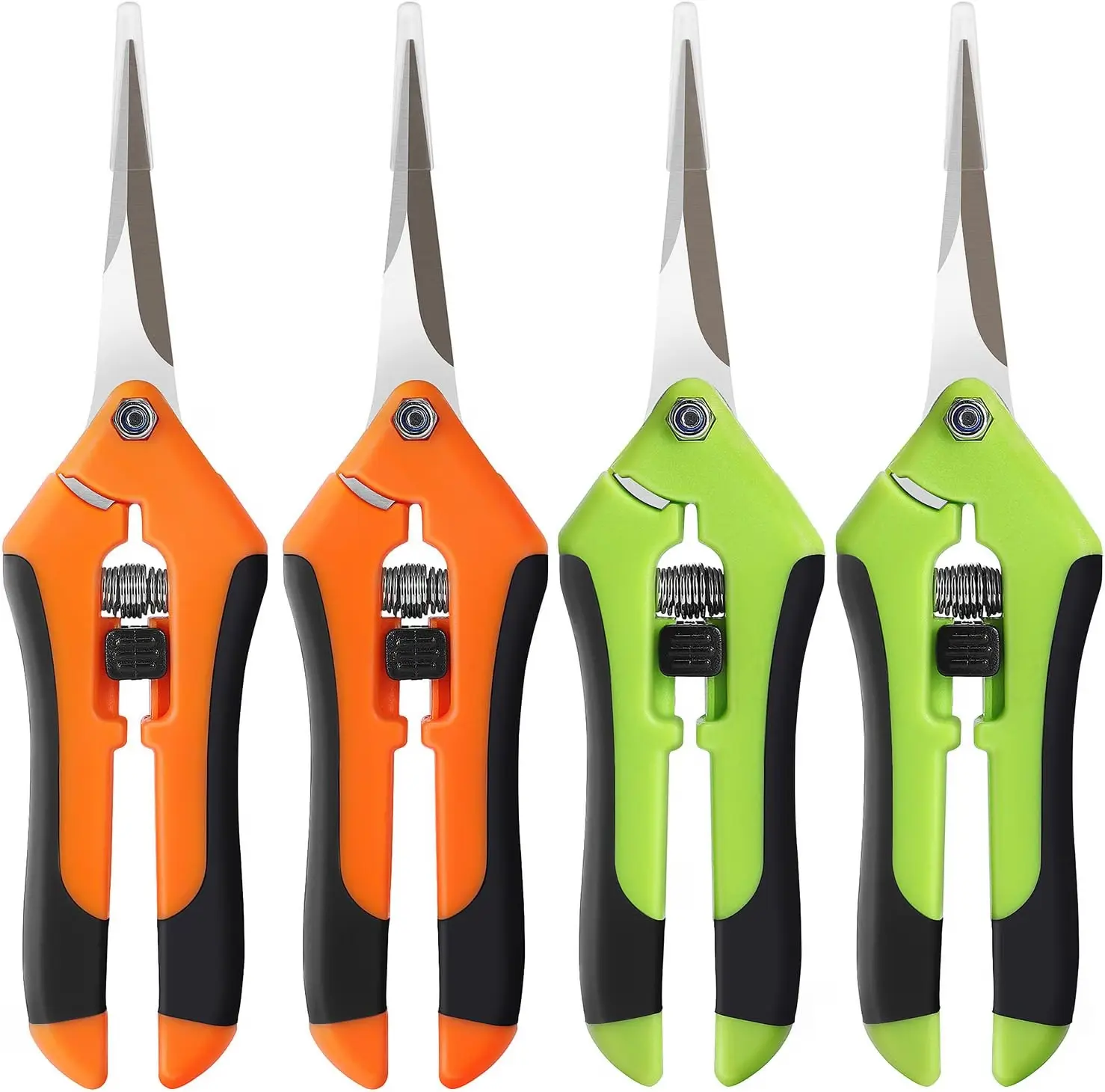 6.5-in 4-Pack Spring-Loaded Pruning Shears, Sharp Stainless Steel Garden Trimming Scissors, Ergonomic Hand Snips for Flowers, Herbs, Plants, Inches
