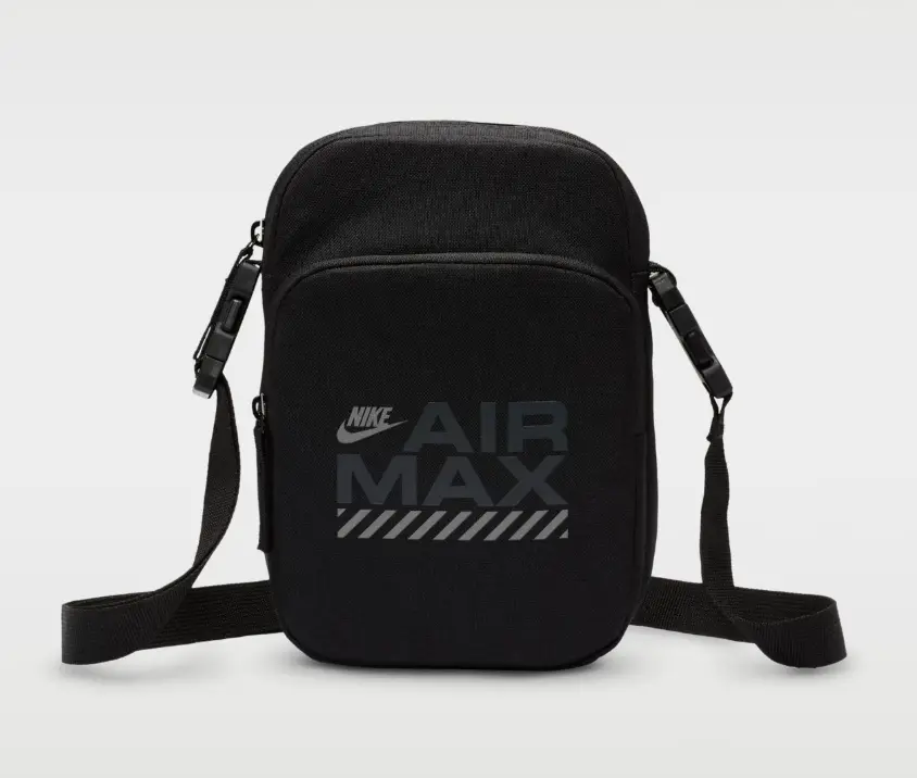 Nike Airmax Casual Crossbody Bag, Black-Reflective Silver (Men's Shoulder Bag for Luggage Use)