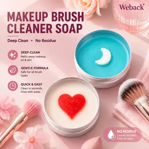 WEBACK Makeup Brush Cleaner Soap with Silicone Cleaning Pad,Savon nettoyant pinceaux Solid brush cleaner 3.52oz/100g