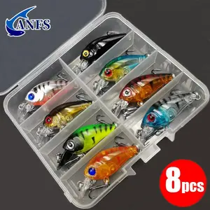 Artificial Fishing Lure, 8 Counts/box Floating Fake Fishing Bait, Topwater Fishing Bait, Bass Fishing Lure, Outdoor Fishing Accessories, Fishing Lure Set, Fishing Gear