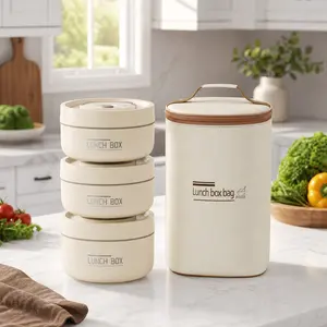 Stackable Stainless Steel Lunch Box Set Portable Insulated Food Container Microwave Safe Large Capacity Cooler with Lunch Bag Tableware for Adults Children School Office Picnic