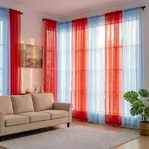 Summer Vibes, 52x95 Inch 4pcs Sheer Curtains for Living Room Bedroom Linen Sheer Curtains, Rod Pocket Luxury Black Out Curtains for Windows Apartment FT2529
