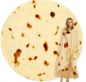 Burritos Tortilla Blanket Realistic Food Wrap Novelty Funny Round Soft Blankets for Cozy Comfort
