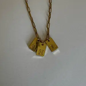 Three Initial Tag Necklace