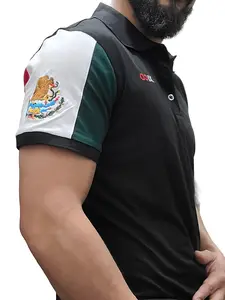 Mexico Black Men´s Polo with Mexican Flag