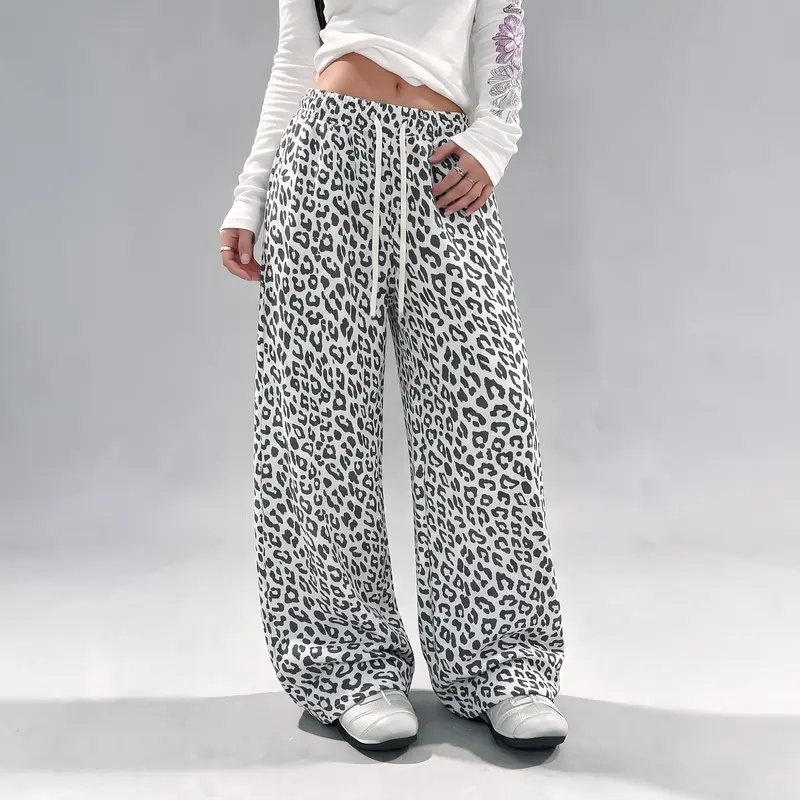 Women’s autumn/winter fashion leopard-print athletic pants, women’s sportswear bottoms, jogging pants, suitable for everyday wear, commuting, and street style, new arrival for autumn Scented Perfume