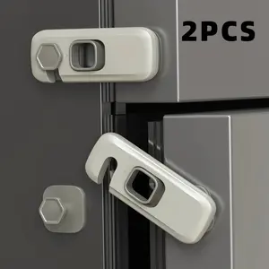 2pcs Universal Cabinet Lock, 360° Rotatable Single Door Refrigerator Lock, Strong Adhesive Pads, No Drilling, Easy Installation, Holiday Gift