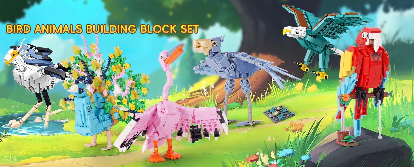 Bird Building Blocks Blind Box 8 Pack, Animal Brick Toys Surprise Set, DIY Bird Figures Toucan Crane Seagull Crow, Collectible STEM Building Kit for Kids Boys Girls, Party Favors Classroom Prizes Gift Ages 6+