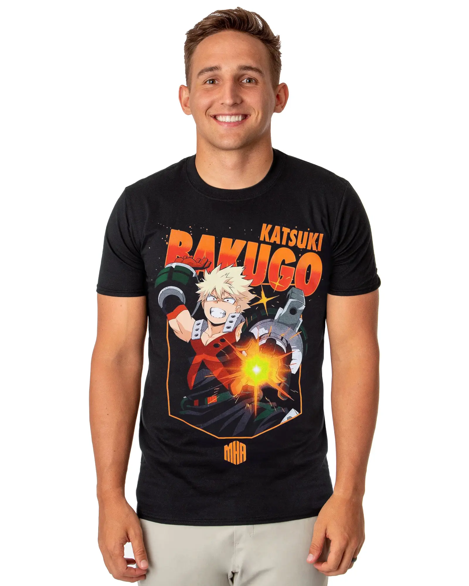 My Hero Academia T-Shirt Men's Katsuki Bakugo Jumbo Print Short Sleeve Tee, Shortsleeve, Classic, Casual, Cotton, Fabric, Graphic, Menswear