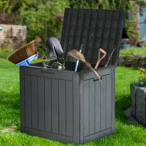 Sweet Furniture S - 31 Gallon Deck Box, Lockable Outdoor Storage Box Indoor and Outdoor Use, Waterproof Resin Package Delivery Box