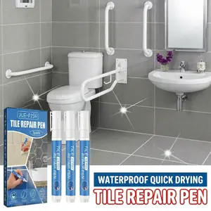Tile Repair Pen 3 Pack, Waterproof Mildew Resistant Grout Pen, Quick Dry White Tile Grout Marker for Bathroom Kitchen Floor Wall Tile Gaps, Easy-to-Use Tile Grout Restorer