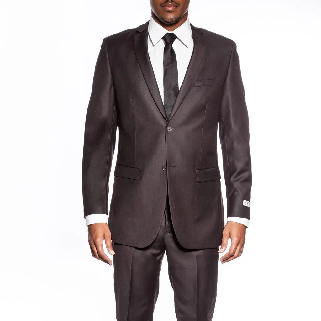 Chocolate Brown Suit Narrow Notch Lapel - Wedding - Prom