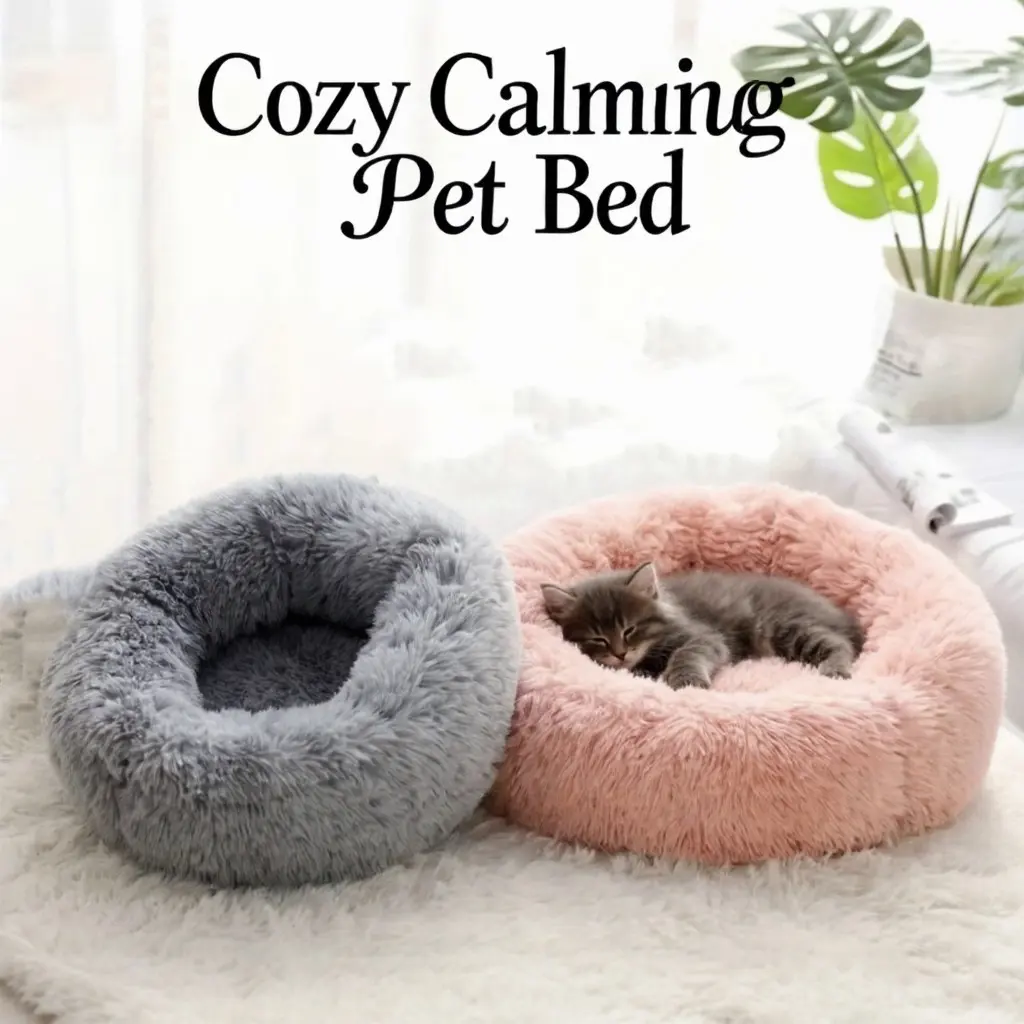 Plush Donut Round Pet Bed for Dogs & Cats, Cute Bed for chihuahuas, Poodle, Washable Medium Dog Bed with Non-Slip Bottom, 15.74in Cozy Puppy Bed for Small to Large dogs, dog beds large sized dog, cat bed, Kitten Bed, Home small dog bed