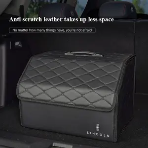 Car Trunk Organizer Box Foldable Storage Bin Leather Suitcase For Lincoln Navigator Continental Nautilus Aviator MKZ MKX MKC MKT MKS Corsair Mark E
