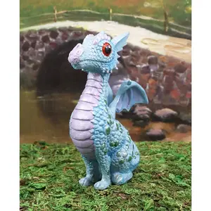 Ebros Whimsical Aqua Blue Wyrmling Baby Hatchling Dragon Figurine 4.75"H