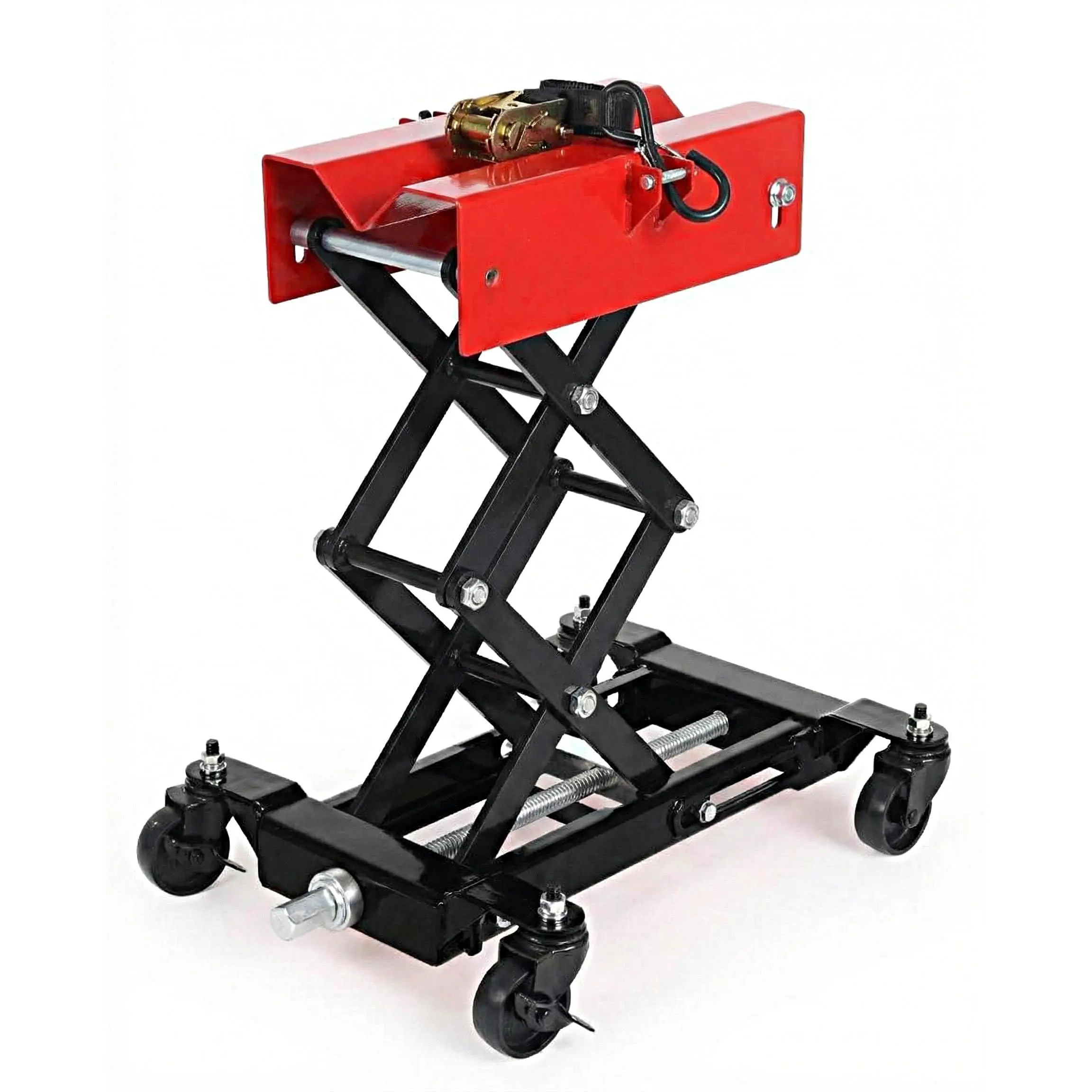 GARVEE 450 LBS Low Profile Transmission Jack, Heavy Duty Auto Repair Lifting Jack with Safety Straps & 4 Swivel Wheels, 7-23 Inch Height Range, Black