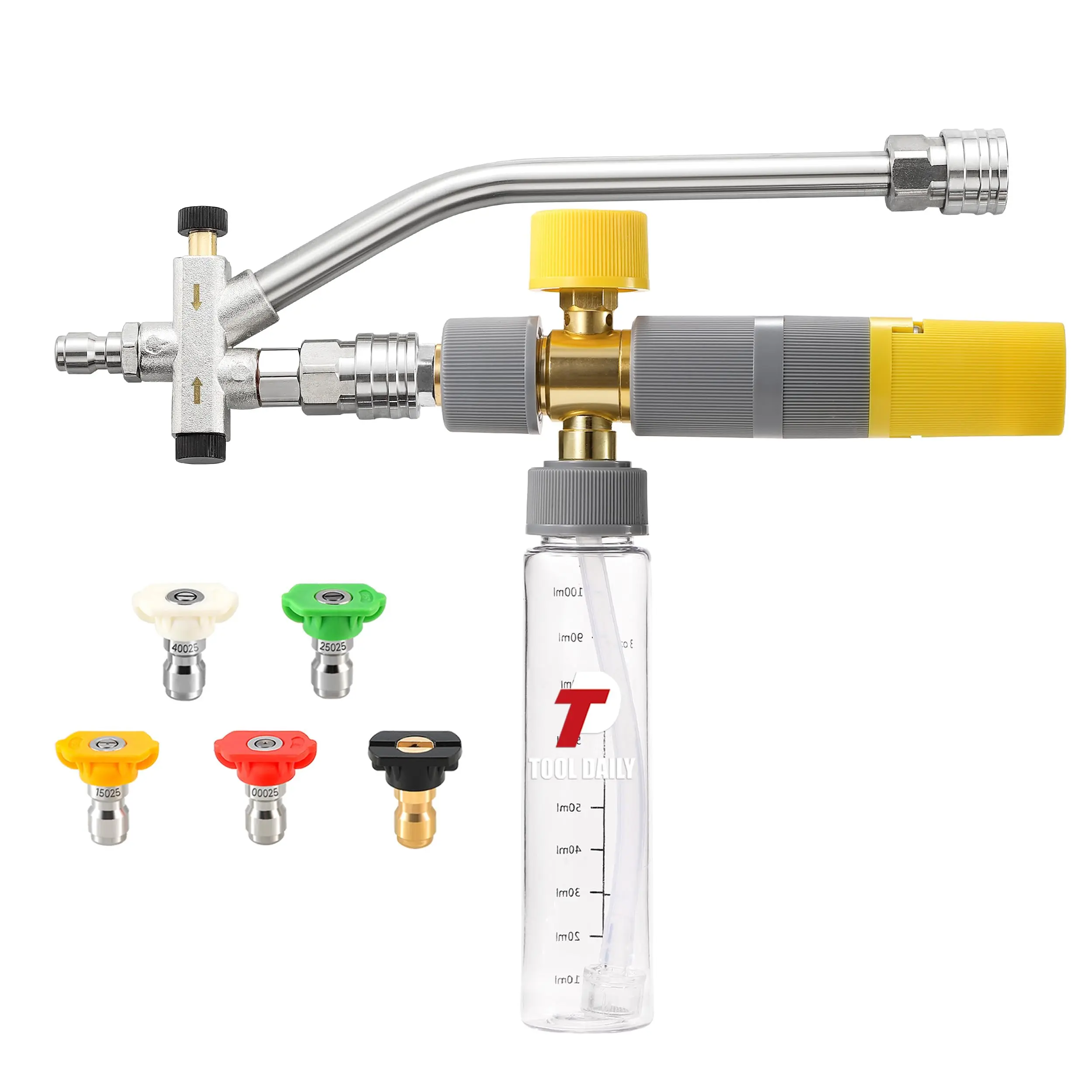 Tool Daily Foam Cannon Kit - Dual End Connector, No-Dilution Design, Adjustable Angle & Flow, 5 Nozzle Tips, 1/4" Quick Connect for 3600 PSI Pressure Washer,  Car Wash Accessory,  Car Wash Set, DealsForYouDays,car accessories