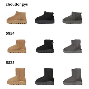 OGLISSER Women's & Men's Platform Snow Boots Genuine Sheepskin Wool-Lined Winter Booties Anti-Slip Lug Outsole Ultra-Mini Ankle Mid-Calf Warm Cozy Shearling Boots