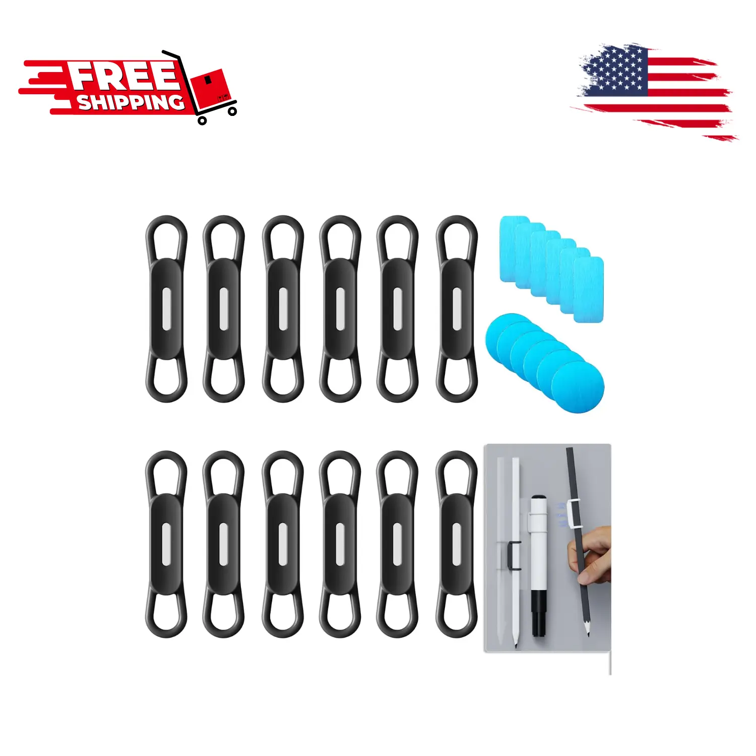 12 Pack Magnetic Pen Holder for Refrigerator 12back