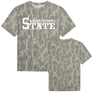 Mississippi State Camo T-Shirt, Maroon Bulldogs Graphic Tee, Vintage Tree Bark Camouflage Shirt, Mississippi Game Day Apparel, Men's College Sports Fan Top