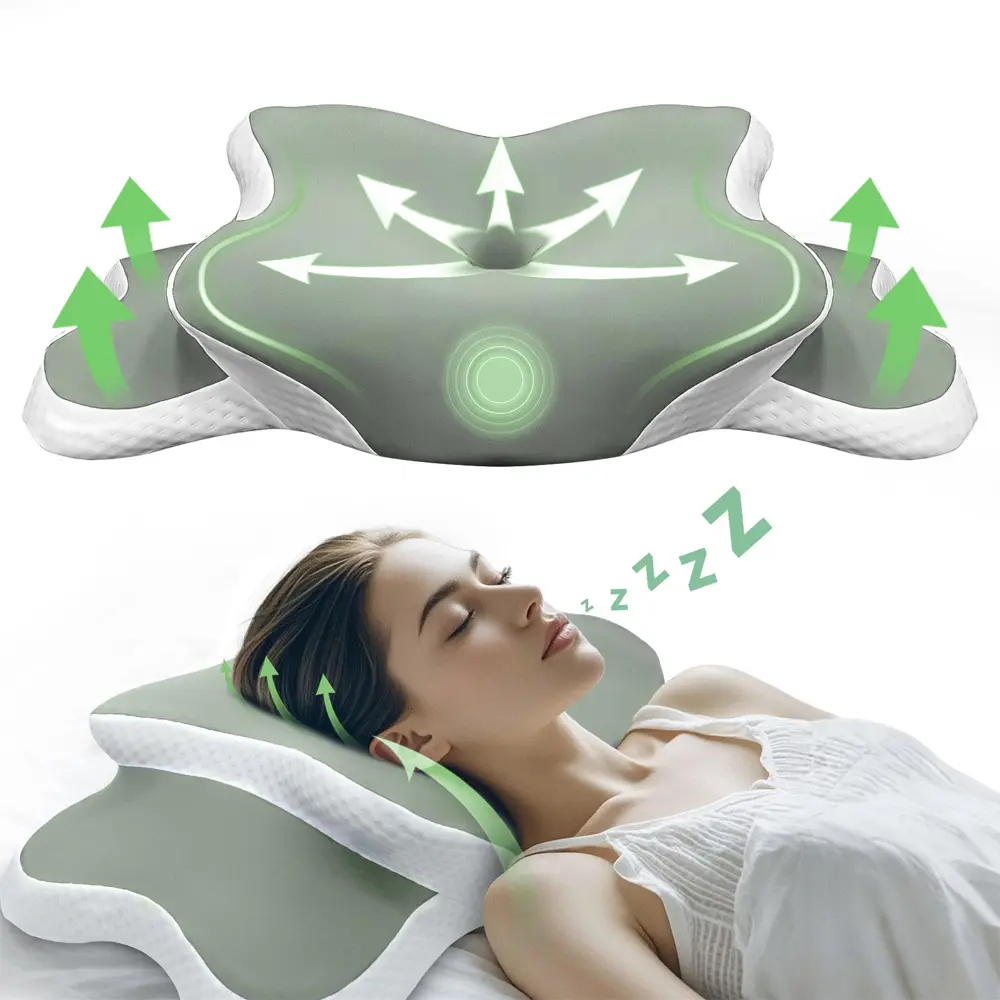 Butterfly-shaped memory pillow, for the neck, quick rebound pillow, Supportive bolster, Bolster cushion, helps relax sleep, with a hollow design, suitable for sleeping on the side, back, odorless, suitable for home use, comfortable bedding