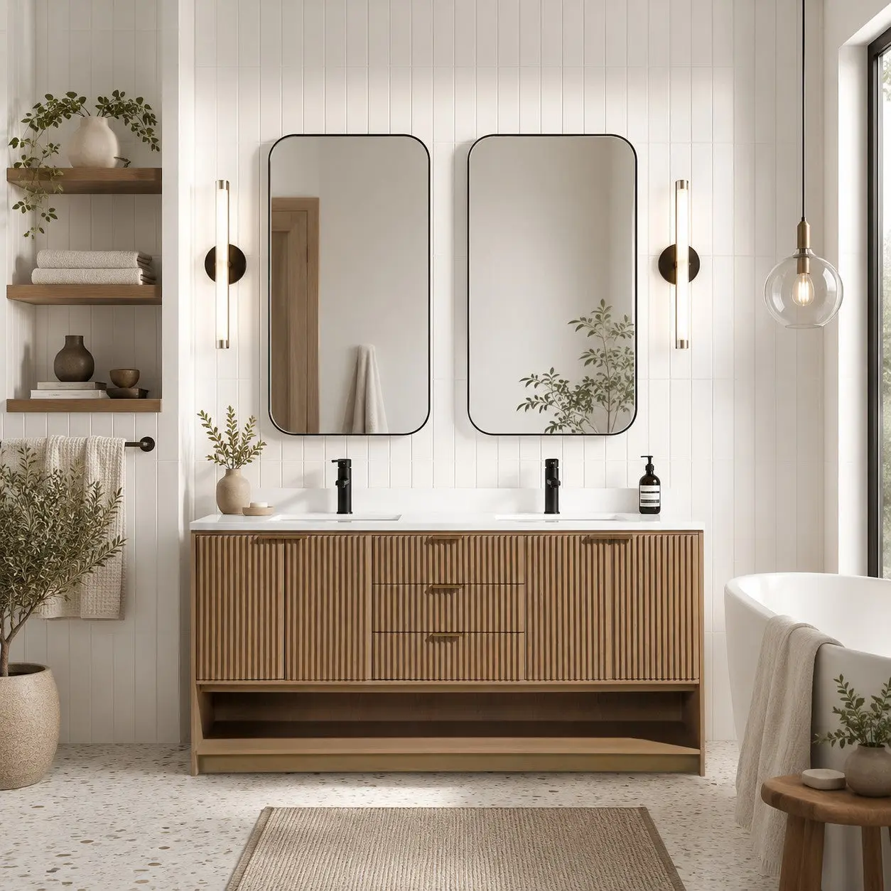 San Diego 72" Freestanding Bathroom Vanity Oak