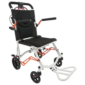 [NEW - PLASH SALE] Garvee Ultra Lightweight Elderly Transport Wheelchair Weighs only 24 lbs. Portable Lightweight Folding Transport Chair, with Locking Handbrake, Removable Flip Armrests, Swinging Footrests, Supports 220 lbs.