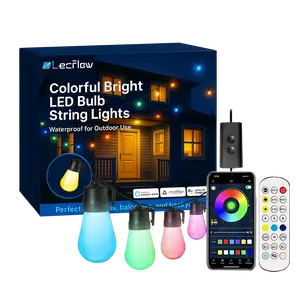 Smart LED Outdoor Bulb String Lights RGBIC Weatherproof Yard Lights