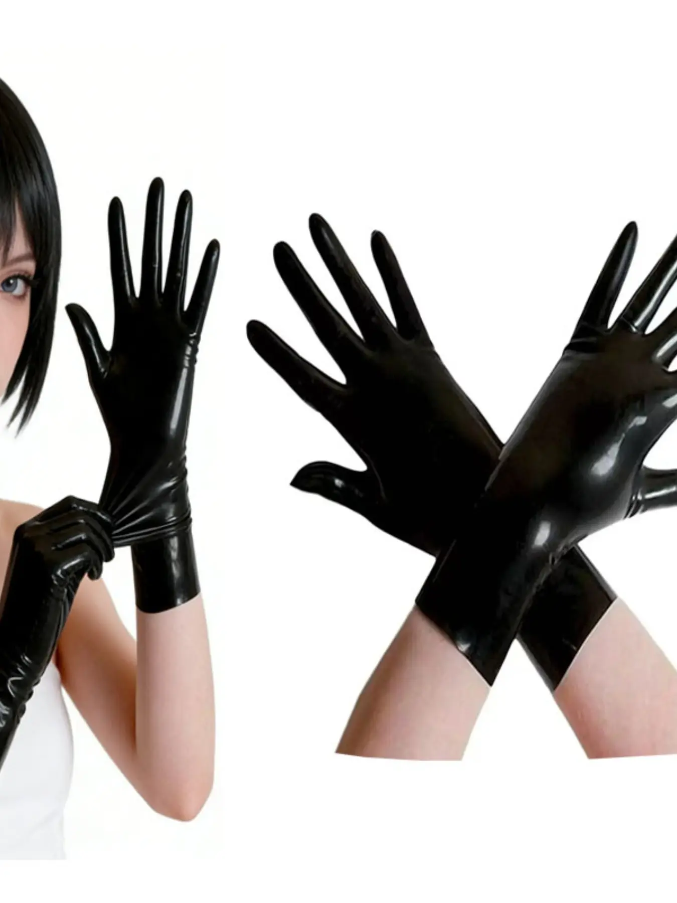 Adult Latex Short Gloves, Hand Gloves, European and American Style Sensual Gloves, New Version Latex Short Gloves, Comfortable and Stylish Design, Sensual Appeal, Short Length, Latex Material, With Gloves
