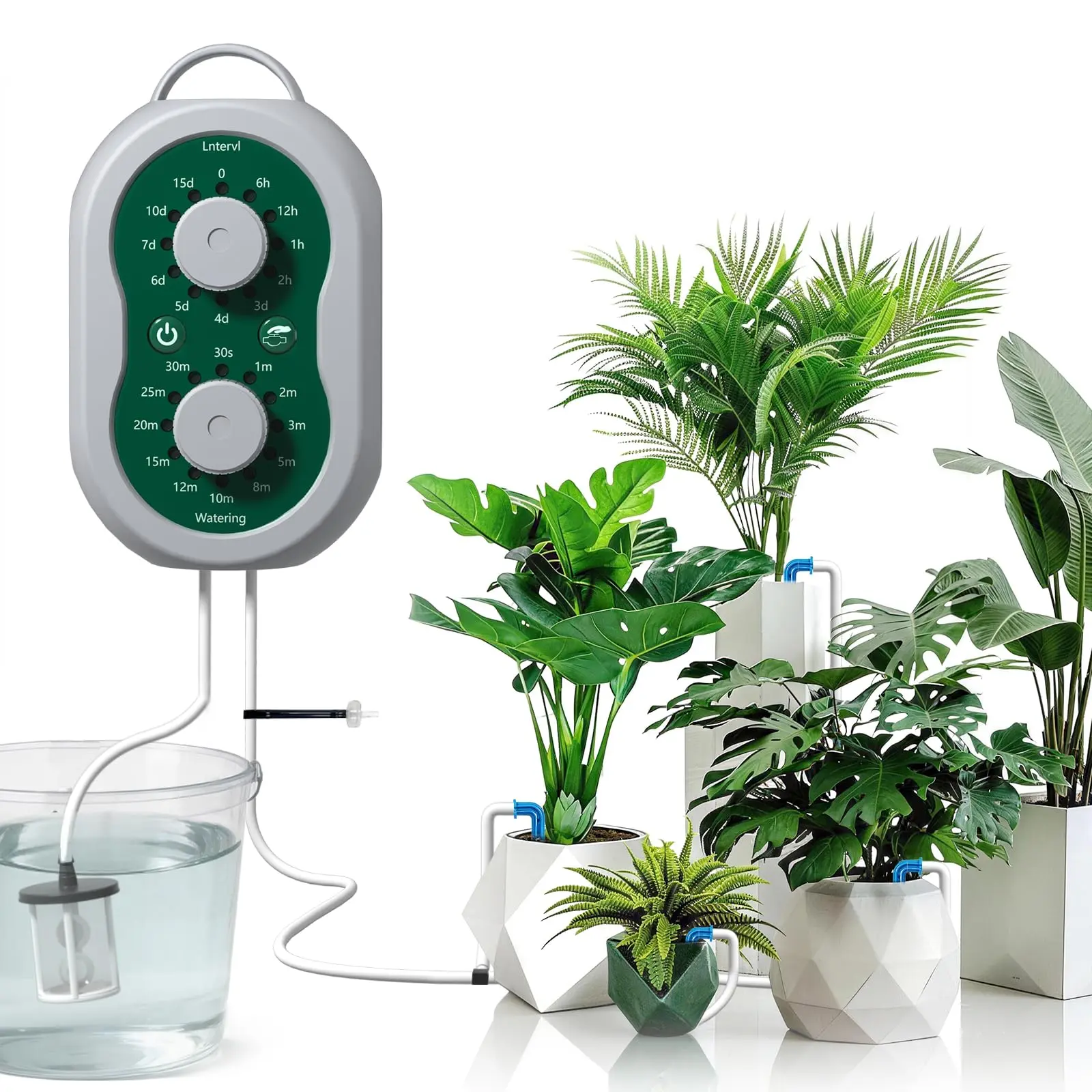 Homechoose Automatic Drip Irrigation Kit - 50FT USB-Timer Smart Irrigation System for 15 Pots, IP65 Waterproof 2200mAh Dual-Use Device for Indoor Garden, Balcony & Greenhouses, Plant Watering Device