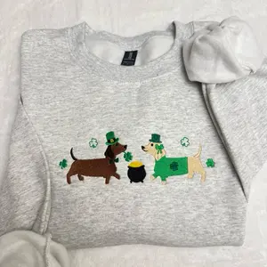 Dachshund St. Patrick’s Day sweatshirt embroidered / St. Patrick’s Day doggie cute spring dog embroidered sweatshirt