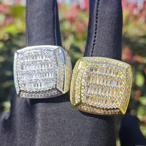 [ICE HUE] Unisex Oversized High Quality Bling Ring - 18K Gold Vacuum Plated Copper with 5A+ Sri Lanka Zircon, Miami Italy Mexico & Micro Inspired Costume Fashion Jewelry, Daily Wear Gift Idea