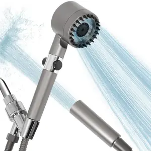 High-Pressure Shower Head with Filtered Handheld, 150 Nozzles, 4 Modes, Power Wash, ON/OFF Switch for Pets, FathersDayGift