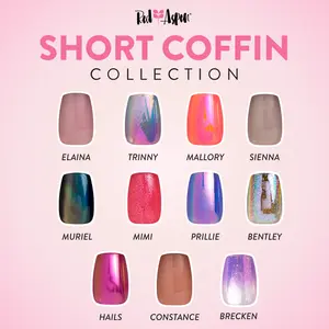 Red Aspen Short Coffin Press On Nails Salon-Quality Reusable Damage-Free 2-Week Wear Nail Dashes