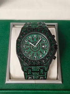 Fashion Luxury Men's Watch, Arabic Numerals Octagonal Creative Quartz Strap Calendar, Trendy Male Wristwatch, Stylish Timepiece, Rhinestone Decorated Watch