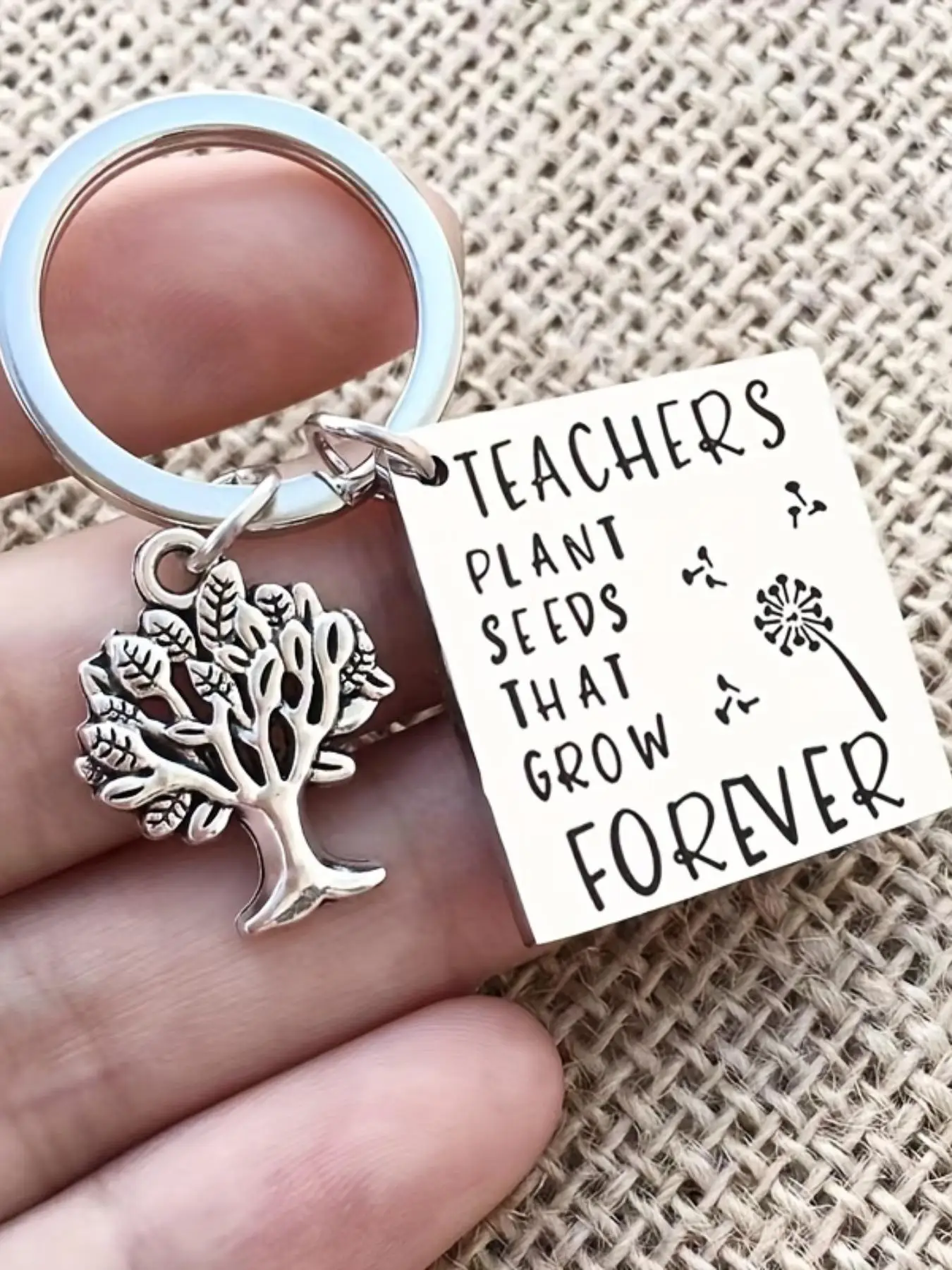 Tree Of Life Design Keychain for Teacher's Day Gift, Teacher's Day Keychain, Stainless Steel Key Ring with Symbolic Charm, Fashion Accessories for Tea