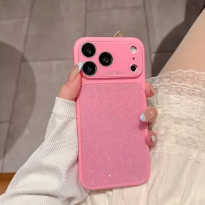 High-End Glitter Solid-Color TPU Lens Screen Protector Cover, Phone Accessories for iPhone 17/16/15/14/13 Pro Max Devices, Compatible with Cellphone Handheld Casings