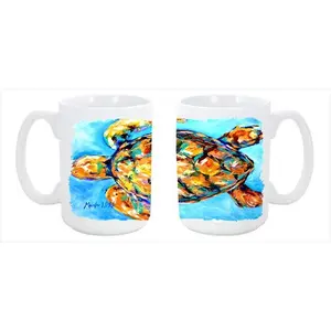 212 MAIN Sand Dance Novelty Design Painted Ceramic Tea Cup - 15oz Reusable Drinkware, Large Size, Dishwasher-Washable, Microwavable, Ideal for Coffee Use