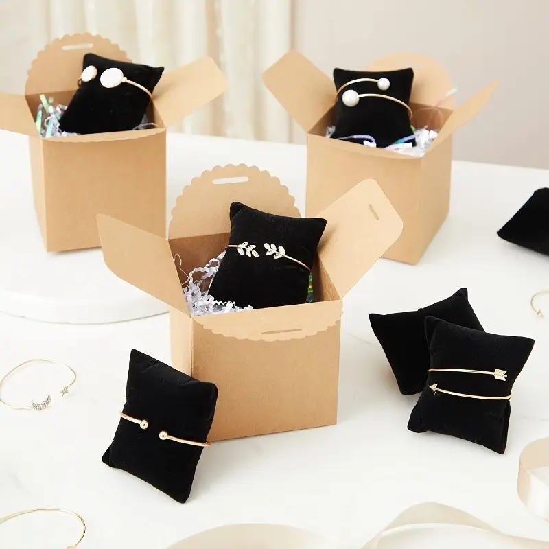 2pcs/set Black Flannelette Bracelet Cushion Pillow Small Cotton Pillow Holder Watch Display Pillow Fixed Pillow Insert Pillow Core, for Watch and Bangle, Jewelry Display, Fashionable Watch Accessories