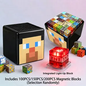 Magnetic Building Blocks Set 100/150/200 PCS | Light Up and Standard Magnetic Tiles Cubes STEM Montessori Sensory Toys for Toddlers 3+ | Creative 3D Spatial Stacking Play with Storage Box | Christmas Birthday Gifts