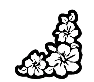 Hibiscus Car Sticker, Flowers Design Car Decals, White Flower Vinyl Sticker Hawaiian Flower Tropical