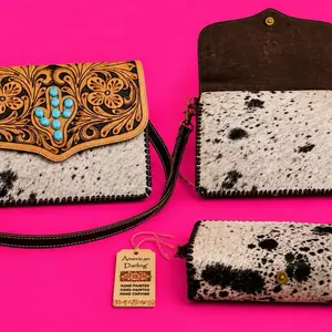 Cross body purse with pu and turquoise cactus!