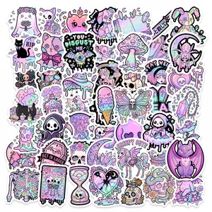 50 Vibrant, Adorable Gothic-style Stickers, Car Decorative Decal Sticker, Perfect for Scrapbooks, Diaries, Laptops, Water Bottles, Cars, and Other Items with Faith-based Designs—gifts with Positive Messages.