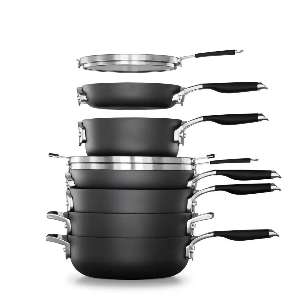 Calphalon 9PC Hard Anodized Aluminum Set Fry Pan Dutch Oven Cookware Pans