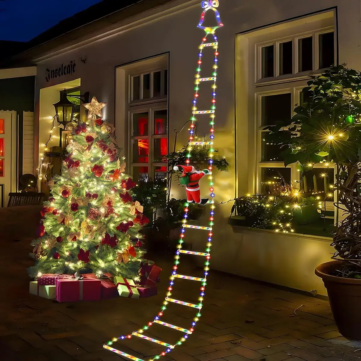 2026 Christmas Santa Climbing Stairs Light,Mood,8 Flashing Modes,Outdoor Indoor Holiday Party Decoration,Festive Christmas Decor,Christmas Decorations