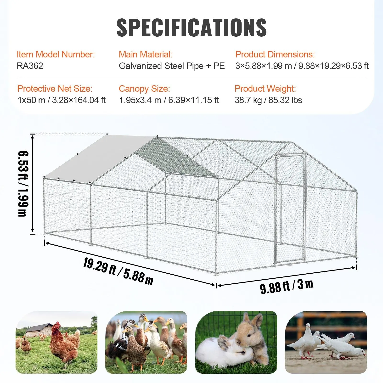 19.3x9.8x6.5 ft & Spire Roof