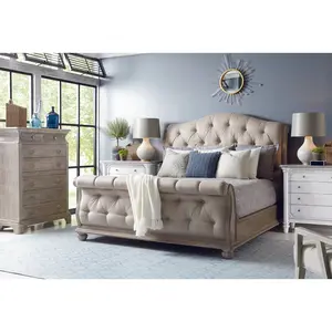 A.R.T. Furniture Summer Creek Shoals California King Upholstered Tufted Sleigh Bed In Gray 251127-1303